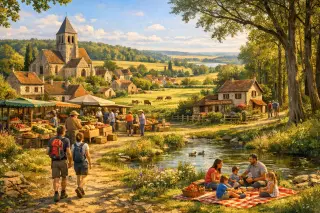 Vivid landscape of Sud Essonne with villages, nature, and leisure activities